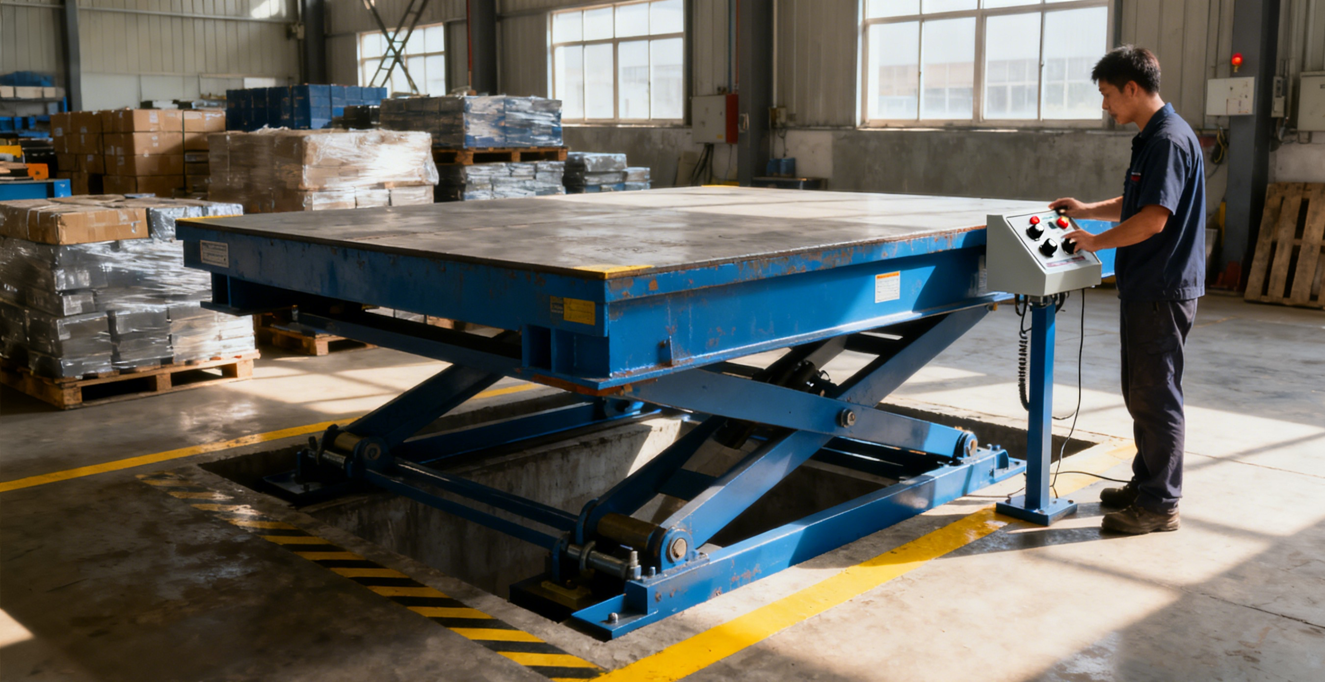 Factory workshop with floor scale